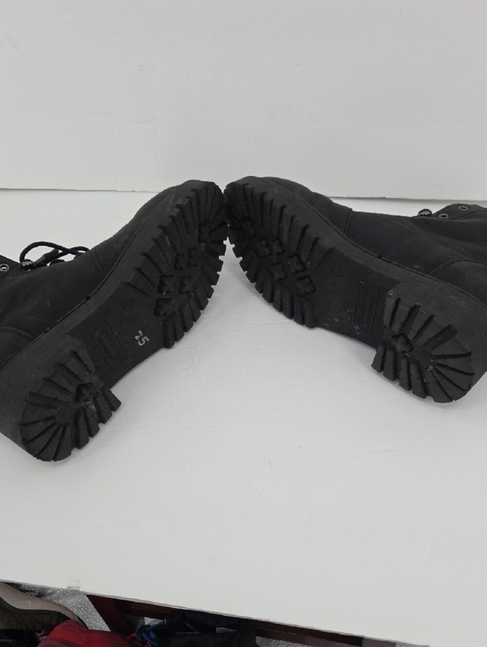 London Fog Matte Black Lace-Up Moto Combat Boots - Picture 6 of 7